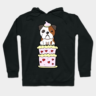 Happy Bulldog Jumping out of a cake Hoodie